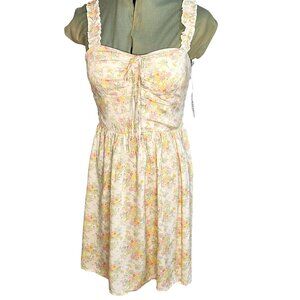 Woman's Y2k whimsy floral babydoll romantic ruffle sleeve smocked midi dress M